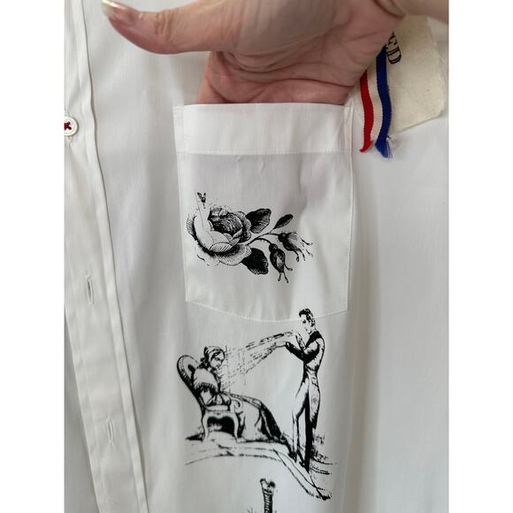 NWT Libertine Silk Screen Melange Deconstructed Mandarin Button Shirt L / XL - Picture 11 of 16